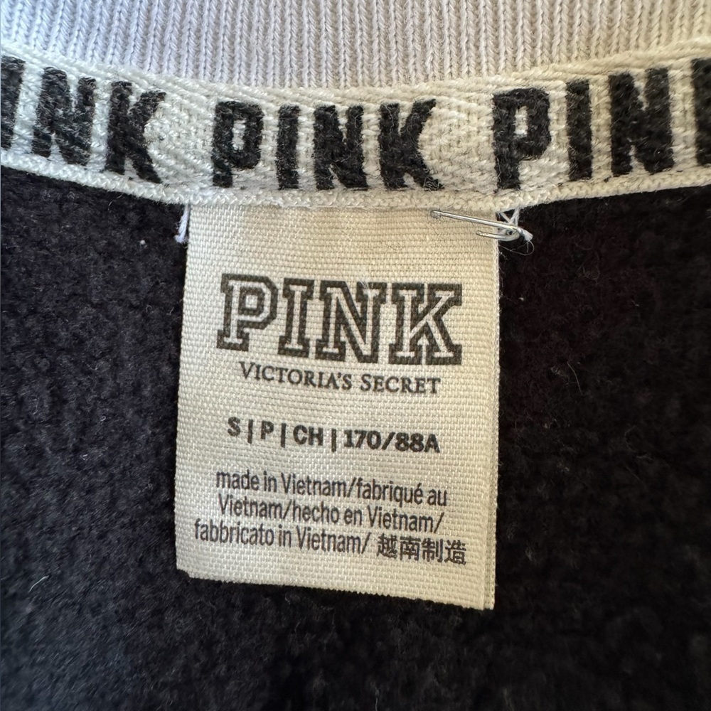 Victoria's Secret PINK Rose  Embroidered Floral Black White Sweater Size Small - Picture 8 of 13